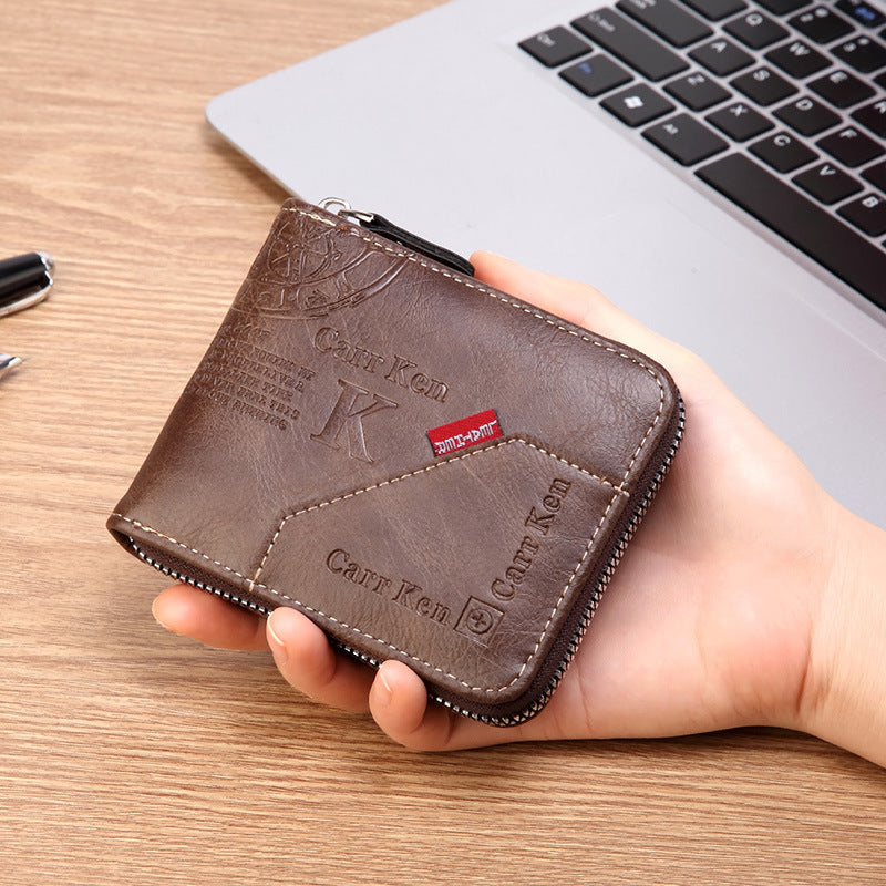 💳💼【Kupte jeden a dostanete jeden zdarma】 Pánská peněženka na zip v retro stylu, malá postava velká kapacita