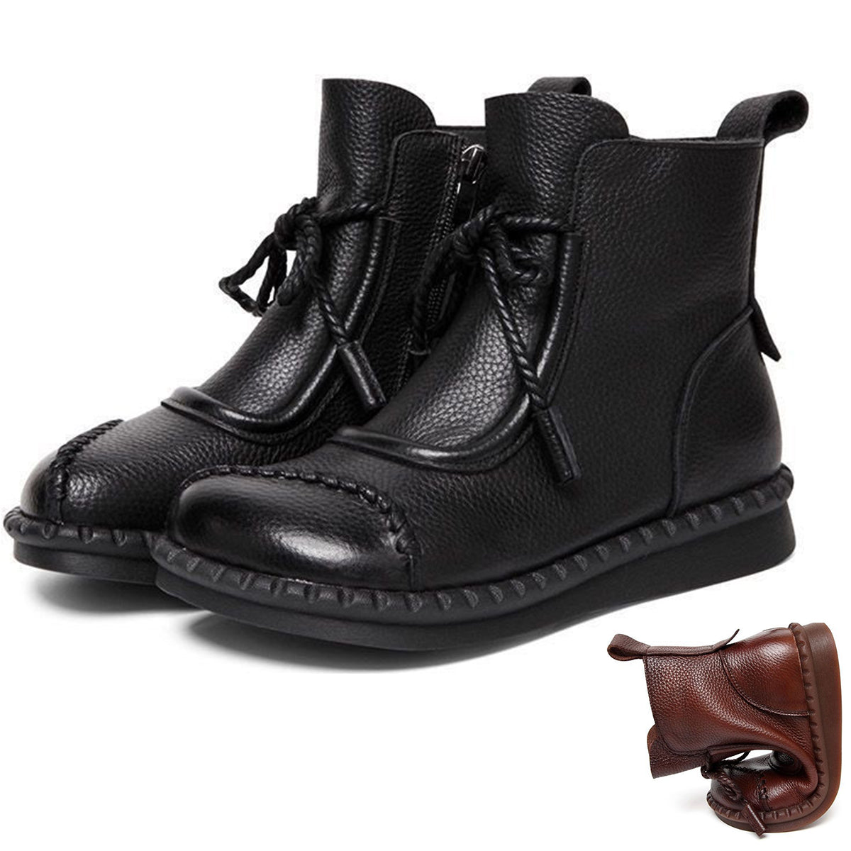 🔥✨【35-40】👢Vysoce kvalitní módní dámské retro měkké kožené kotníkové boty