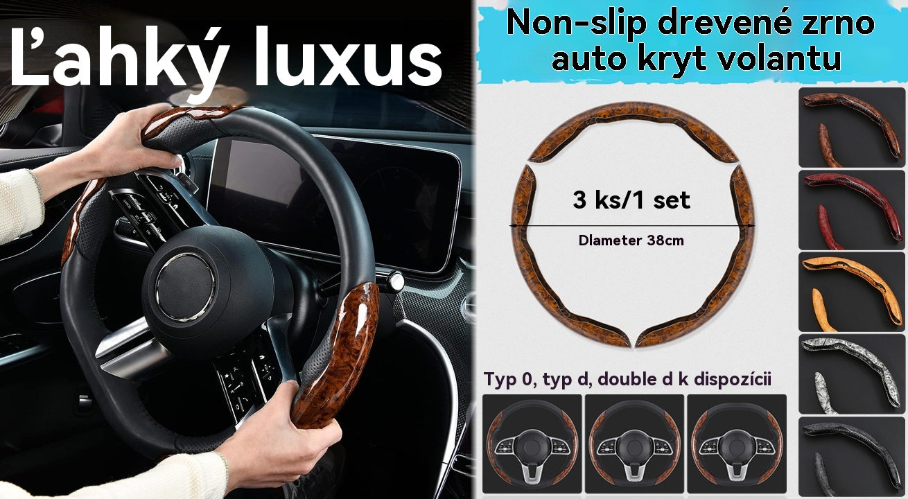 🚗【1 sada 3 kusov 】👍👍Drevený protišmykový kryt na volant auta
