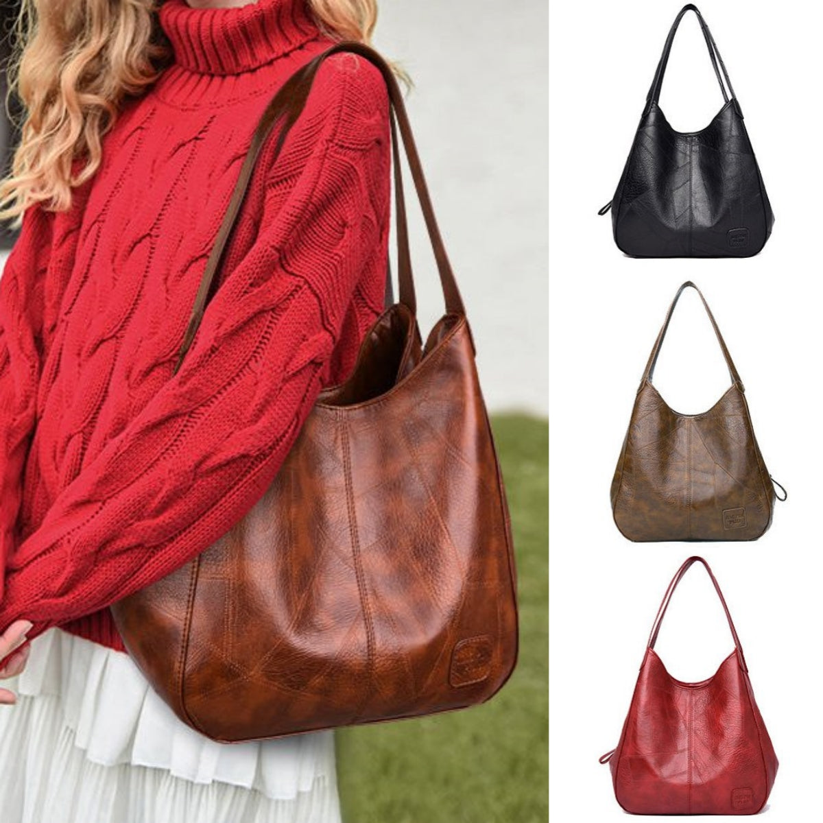 💗【Novinka】 Nová stylová měkká kožená kabelka přes rameno, velká kapacita, praktická a elegantní 👜-3889724