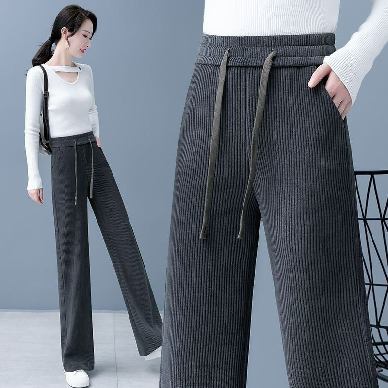 👖【40–110 kg】🔥【Kupite eno, dobite eno brezplačno】✅Nove žametne hlače s širokimi hlačnicami, zelo udobne za nošenje.