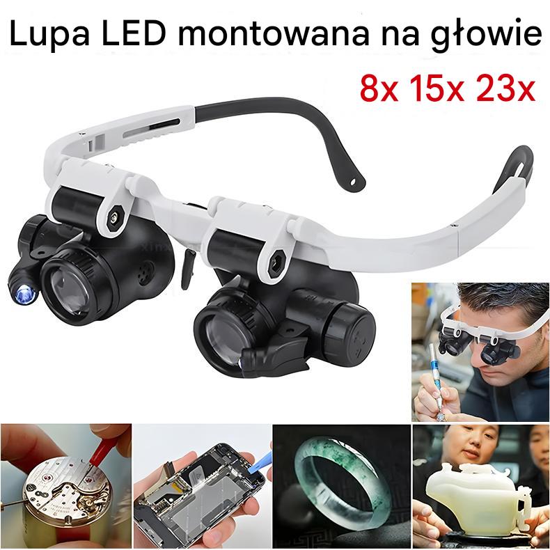 🔍Lupovací sklo s okuláry 8x, 15x a 23x s LED osvětlením. Vhodné pro mechanické nástroje, opravy hodinek, gravírování a oceňování starožitných šperků.