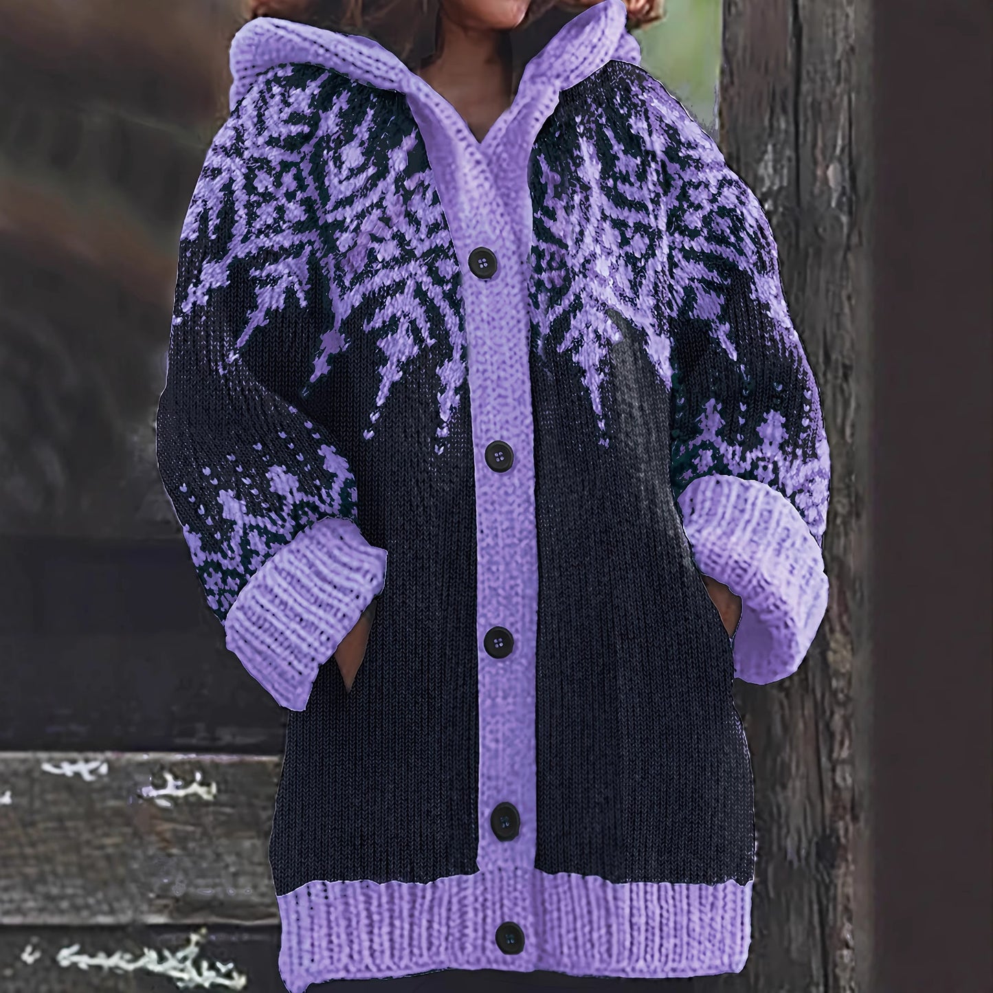 🔥【високо качество】【S~5XL】❄Елегантно ретро яке с качулка в цвят снежинка