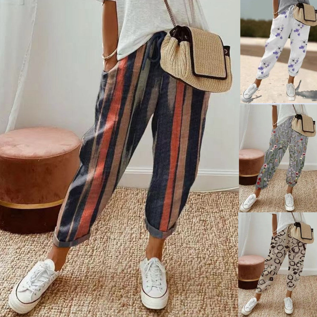 🎉👖【Časově omezená nabídka】Dámské volnočasové kalhoty z bavlny a lnu – více barev, velikosti S–3XL 🌈✨