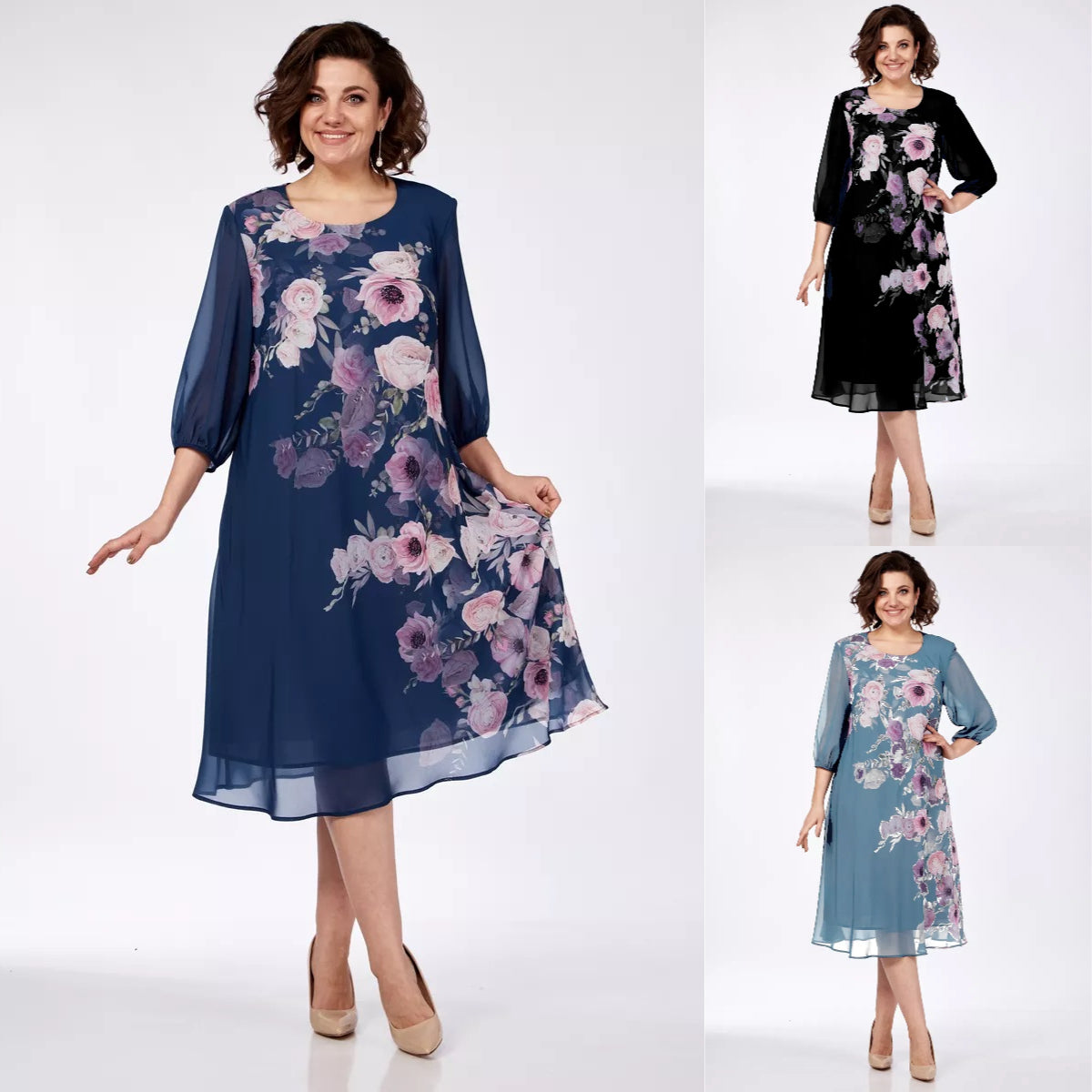 🌸 49% sleva 💥💕【S-5XL】2025 nové vysoce kvalitní elegantní jarní šifonové šaty s květinovým potiskem🌷