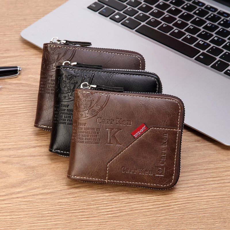 💳💼【Kupte jeden a dostanete jeden zdarma】 Pánská peněženka na zip v retro stylu, malá postava velká kapacita