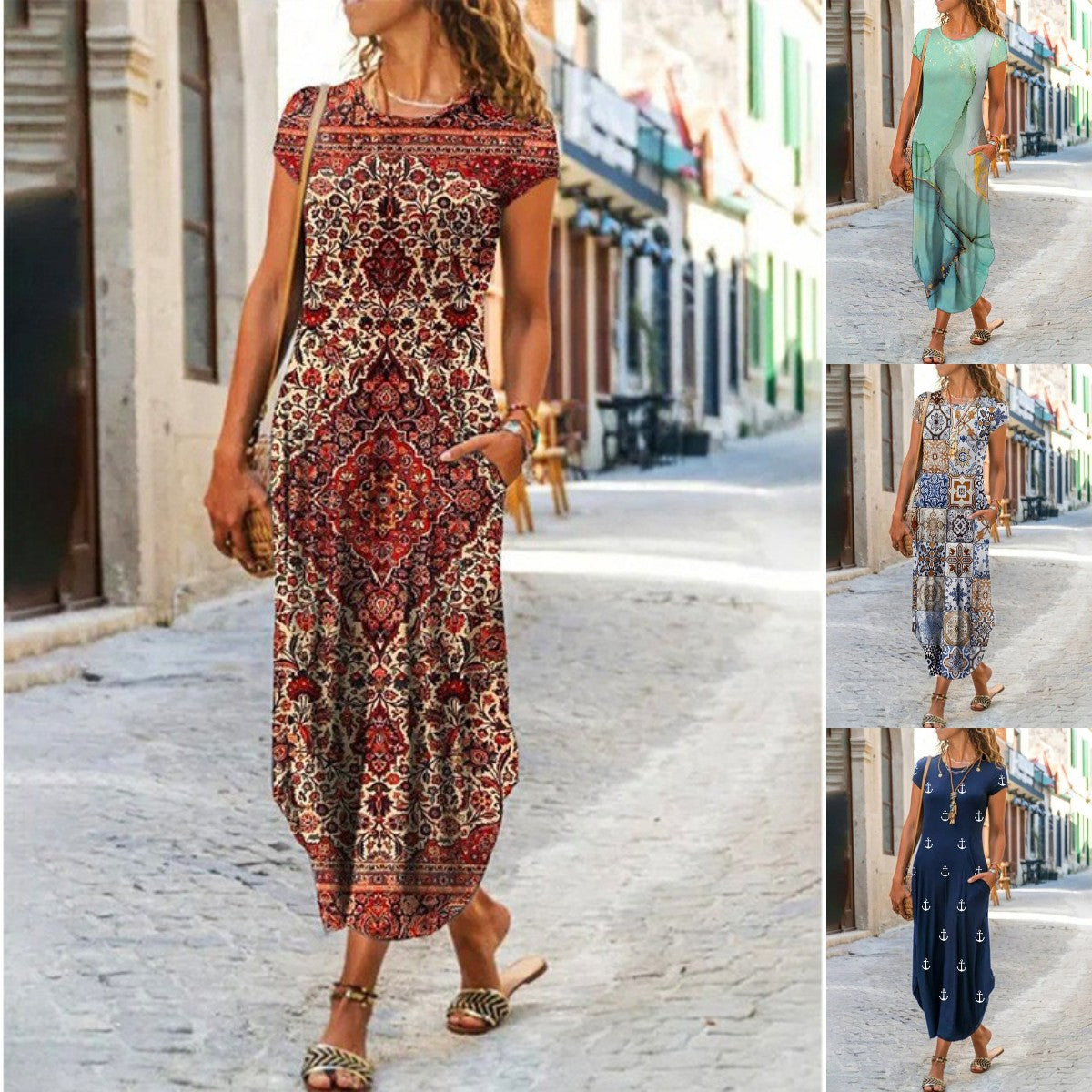 👗✨【Propagace】【S-3XL】2025 Nové dámské šaty s volným potiskem do kapsy, 13 stylů-4035769