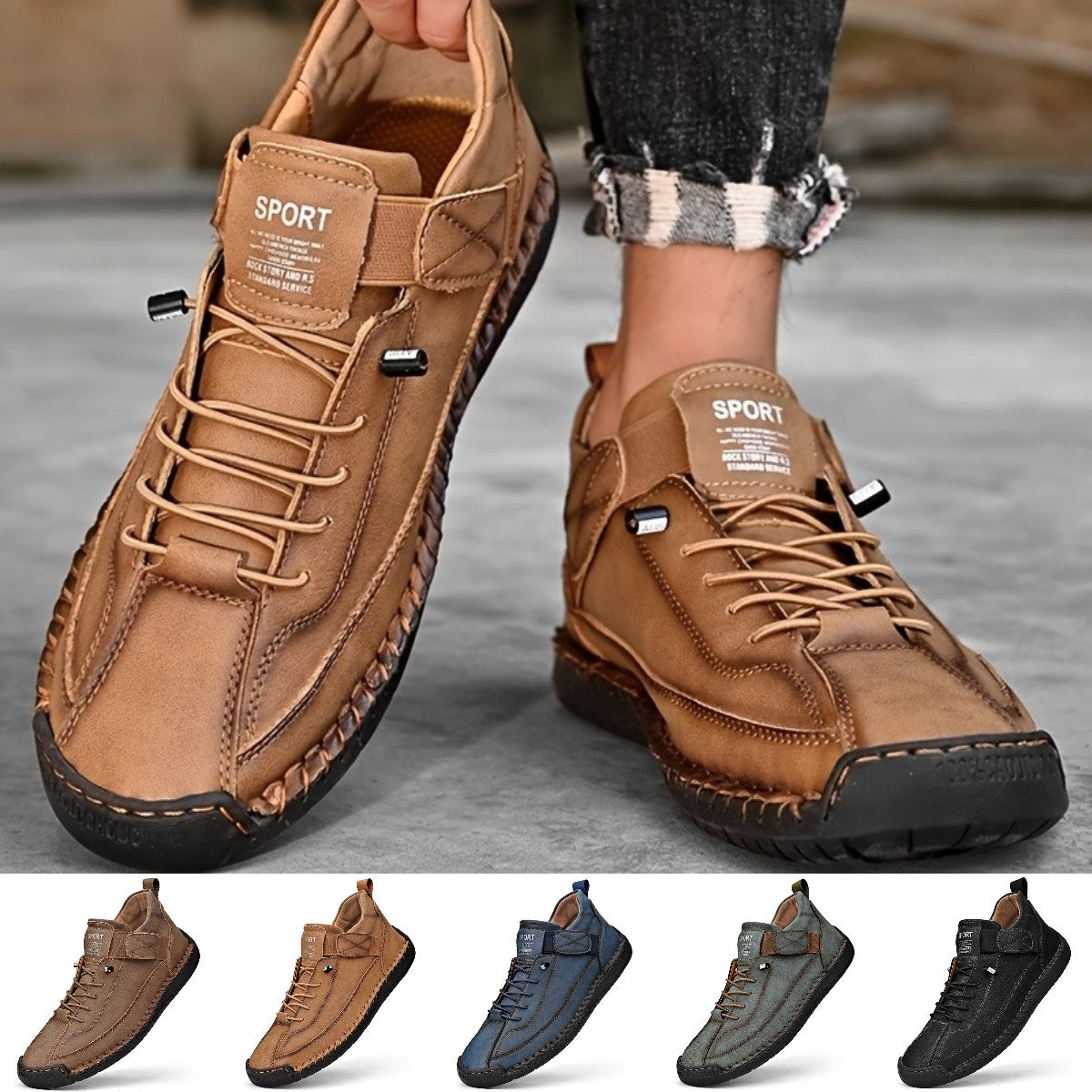 🔥【50% OFF】【38-48】Ležérní pánská obuv pro volný čas, pracovní obuv, outdoorová obuv, šitá obuv-3878870