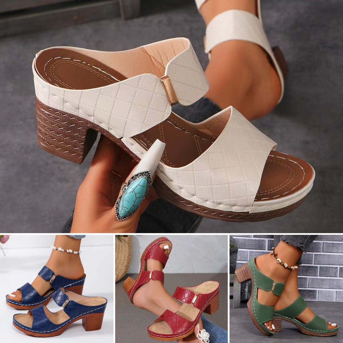 ✨【Nové slevy na produkty】【36-42】👡Dámské jednobarevné módní sandály pro volný čas se silnou podrážkou-3915073
