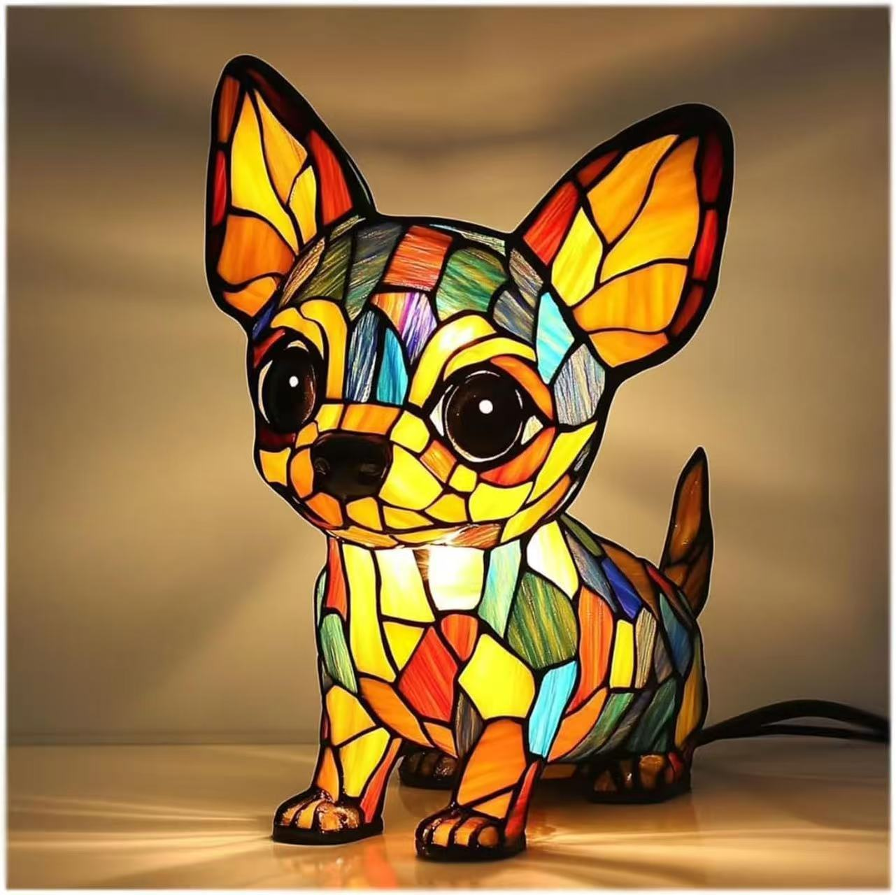 🐱🐶Okraski iz smole, LED nočna lučka, umetnost, živalski kip, kreativna dekoracija za pisarno, dom, stikalo z USB vtičnico