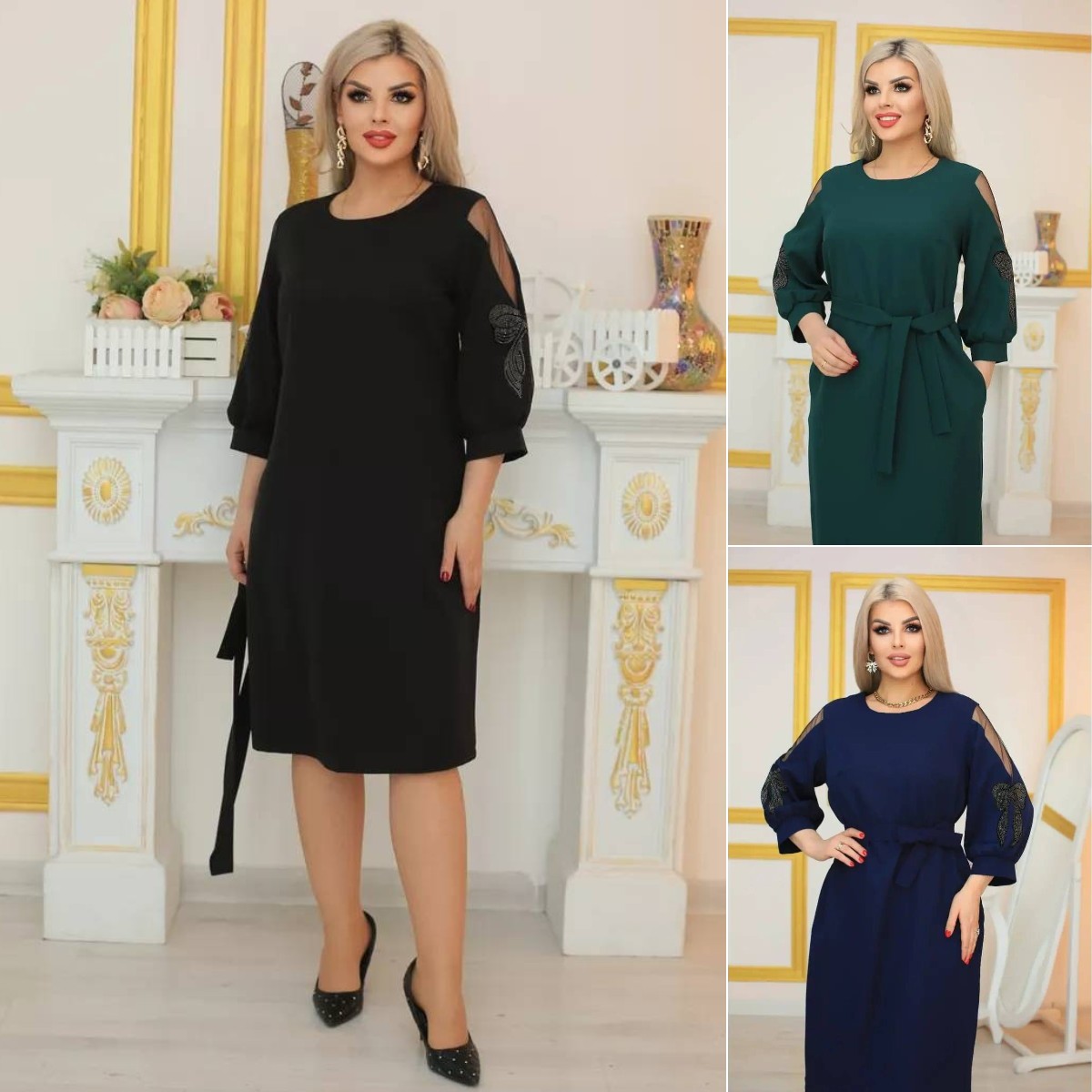 🌈💐【S-5XL】 Nové teplé a stylové jednobarevné šaty-3849240