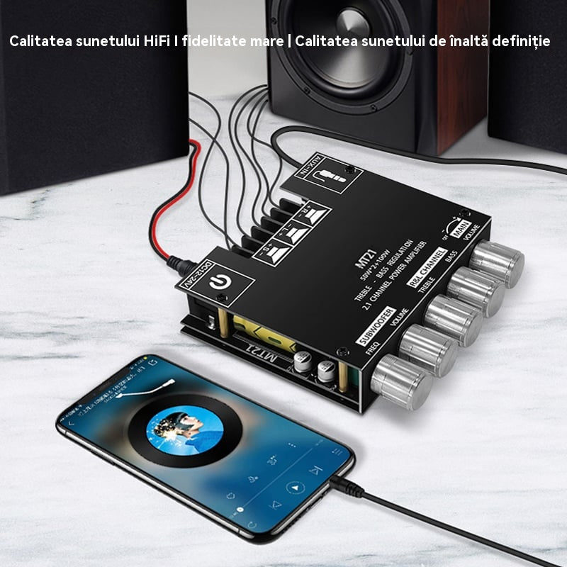 2.1-канален Bluetooth цифров усилвателен модул, 50W*2+100W, със субуфер за високи и ниски честоти