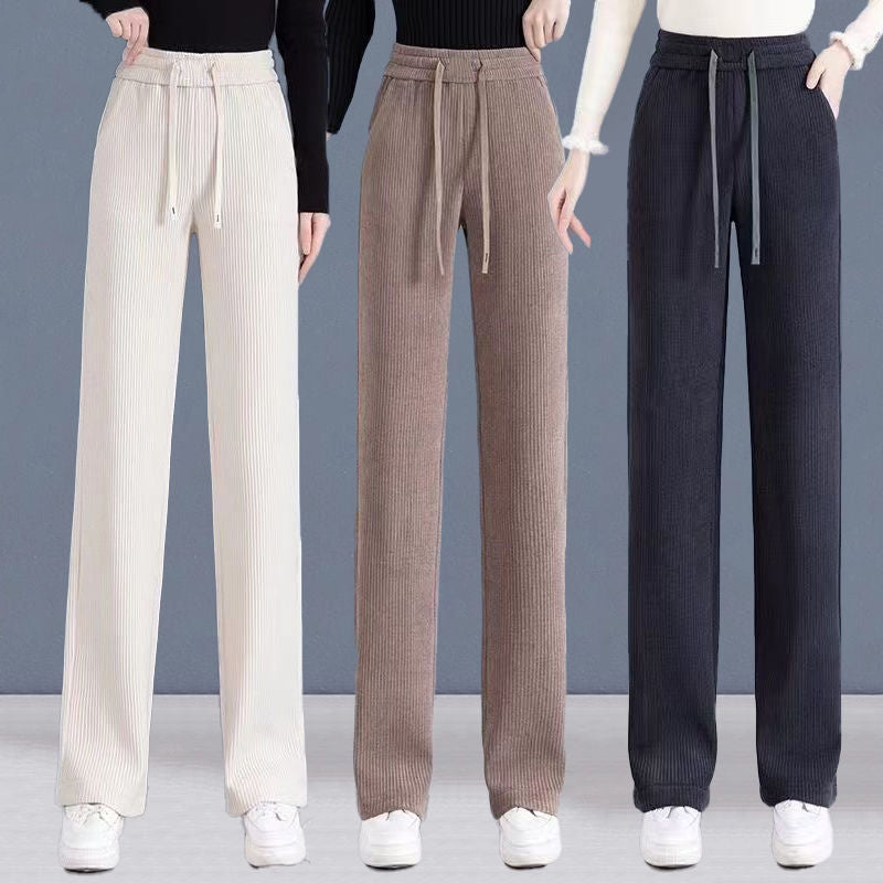 👖【40–110 kg】🔥【Kupite eno, dobite eno brezplačno】✅Nove žametne hlače s širokimi hlačnicami, zelo udobne za nošenje.