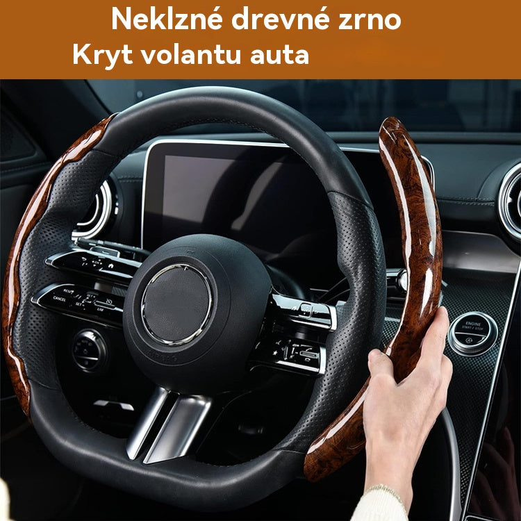 🚗【1 sada 3 kusov 】👍👍Drevený protišmykový kryt na volant auta