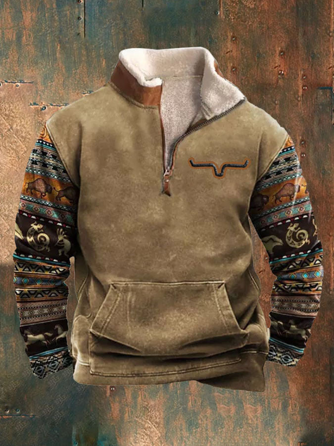 👕【50% ОТСТЪПКА】【S-4XL】2025 Есенно-зимен мъжки моден, топъл пуловер с дълъг ръкав и 3D щампа