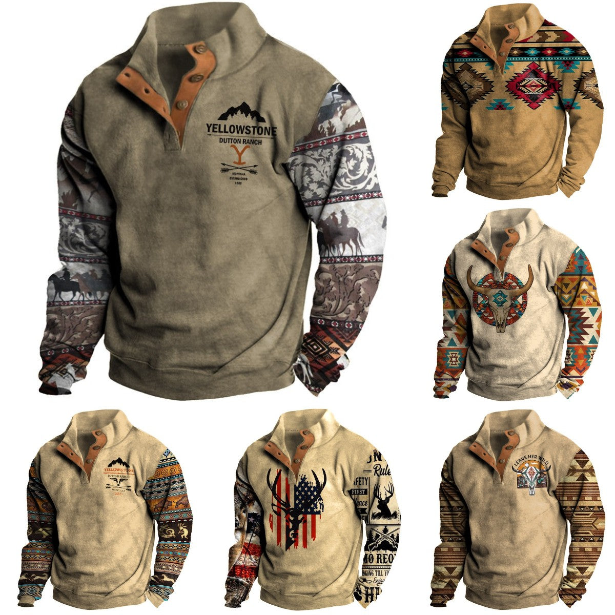 🔥🔥【50% zľava】【S-3XL】 neformálna retro módna 3D tlač pánske s dlhými rukávmi