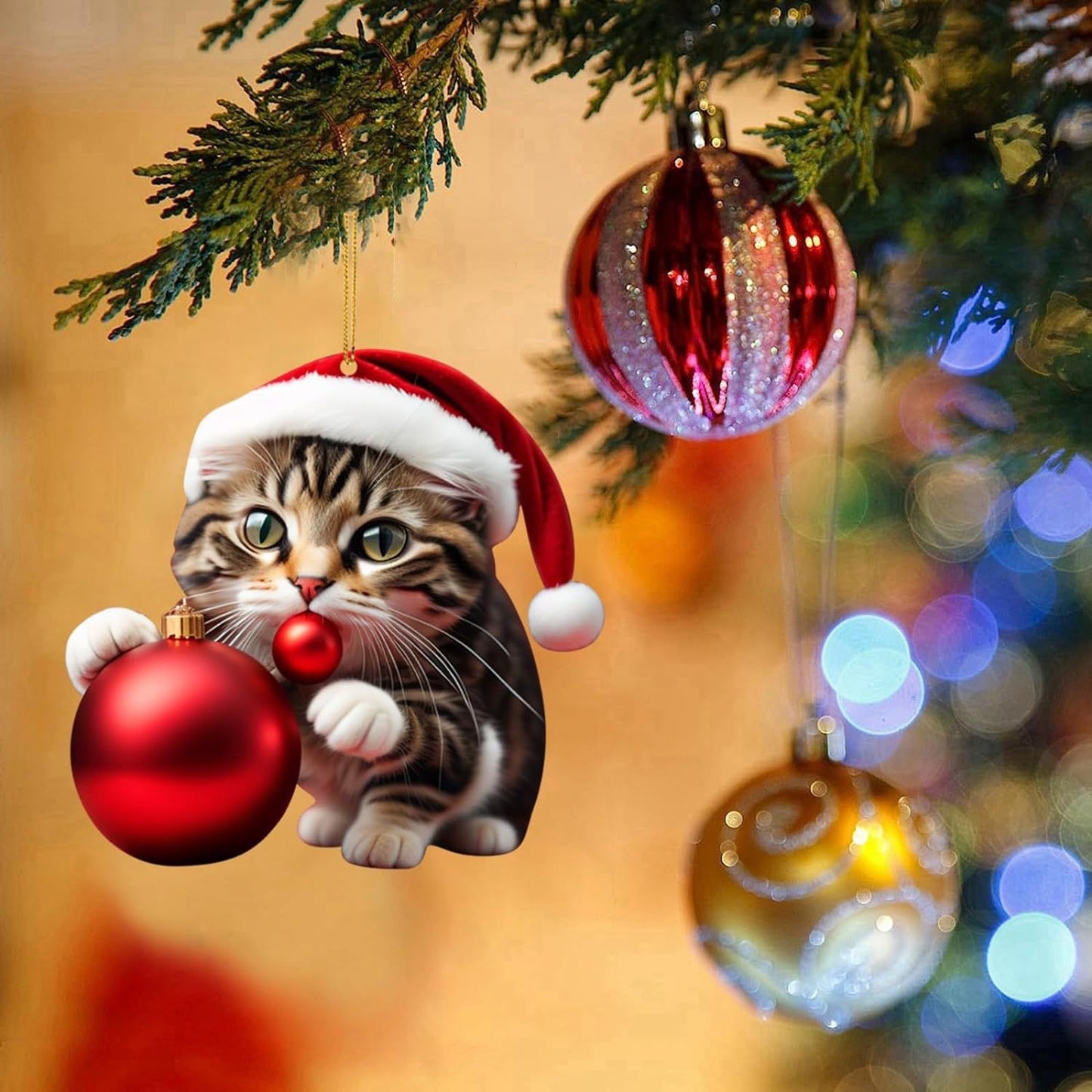 🔥🐈【Купете 5, вземете 5 безплатно】🎄10 бр.😻 Орнаменти за коледно дърво Kitty. Висящи котешки орнаменти