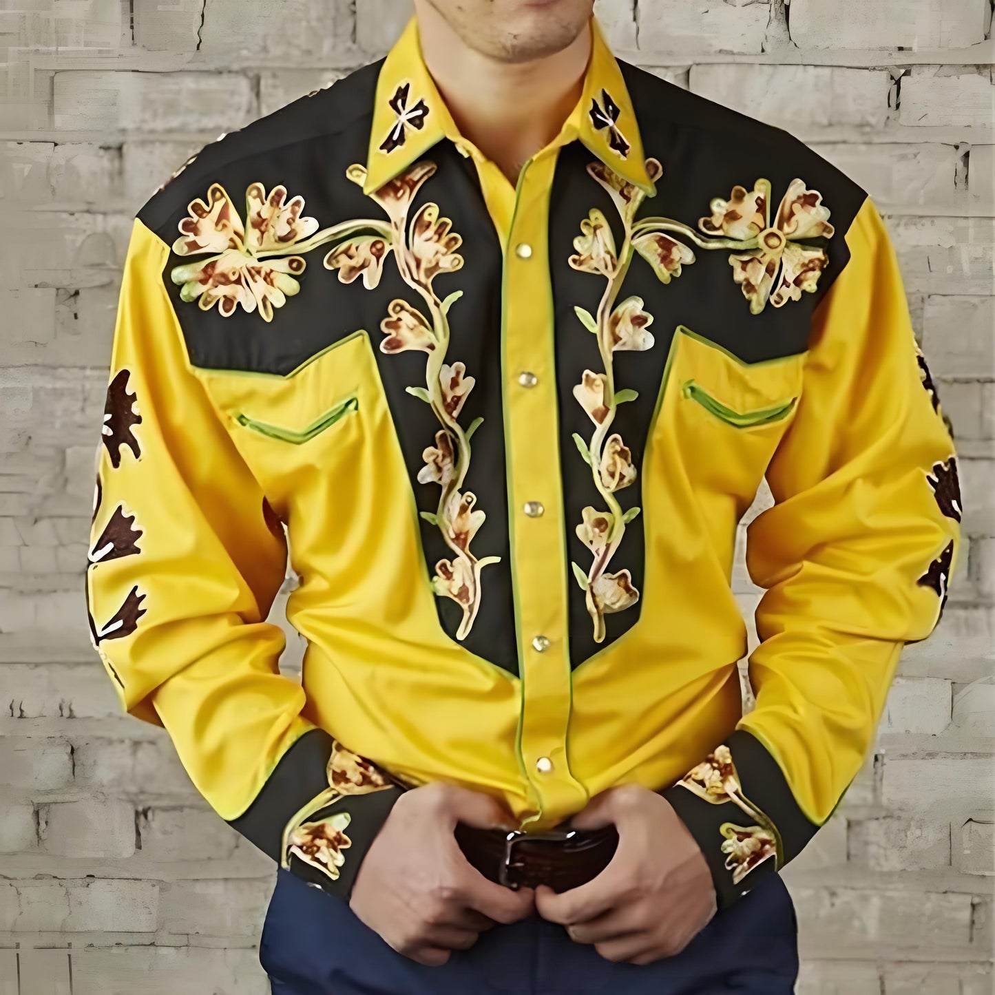 💥【S-3XL】 Vintage pánská košile s květinovým potiskem s dlouhým rukávem