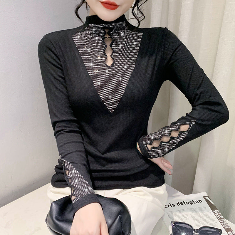🔥【Časově omezená 60% sleva】🌟【SIZE:M-2XL(40-90kg)】💎🔴⚫Nové zimní tričko s kamínky na vrchu-3877704