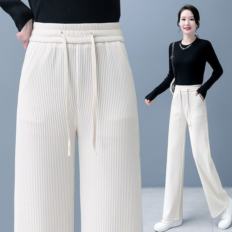 👖【40–110 kg】🔥【Kupite eno, dobite eno brezplačno】✅Nove žametne hlače s širokimi hlačnicami, zelo udobne za nošenje.