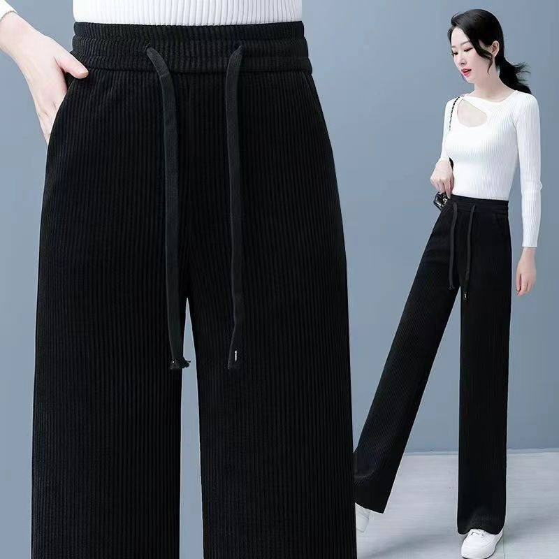 👖【40–110 kg】🔥【Kupite eno, dobite eno brezplačno】✅Nove žametne hlače s širokimi hlačnicami, zelo udobne za nošenje.