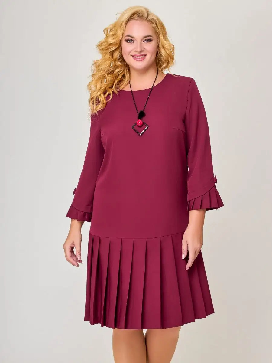 💌【S-5XL】👗Vysoce kvalitní elegantní šaty v jednobarevné barvě-3841547