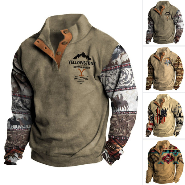 🔥🔥【50% zľava】【S-3XL】 neformálna retro módna 3D tlač pánske s dlhými rukávmi