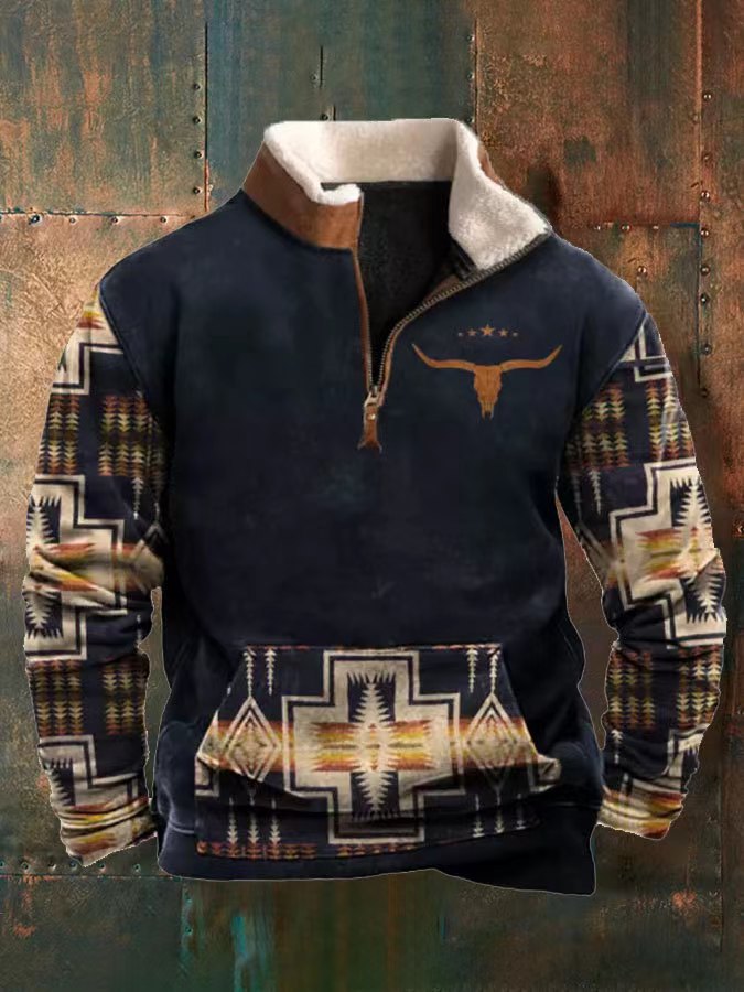 👕【50% ОТСТЪПКА】【S-4XL】2025 Есенно-зимен мъжки моден, топъл пуловер с дълъг ръкав и 3D щампа