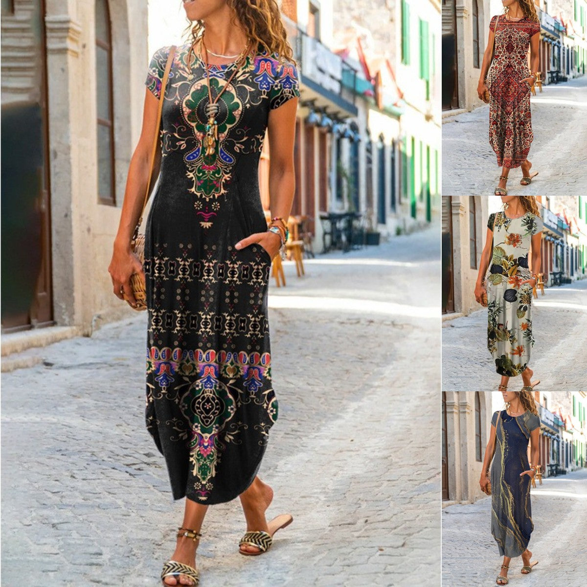 👗✨【Propagace】【S-3XL】2025 Nové dámské šaty s volným potiskem do kapsy, 13 stylů-4035769