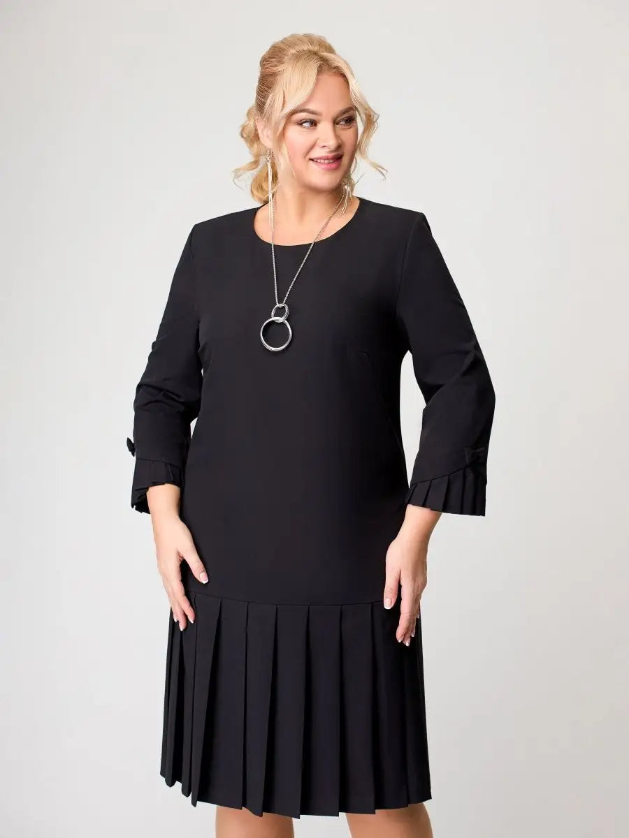 💌【S-5XL】👗Vysoce kvalitní elegantní šaty v jednobarevné barvě-3841547