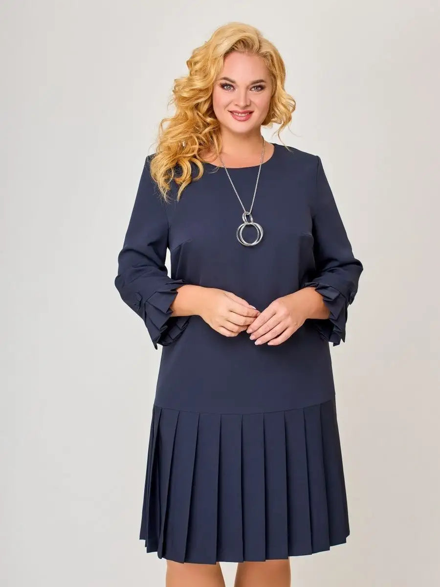 💌【S-5XL】👗Vysoce kvalitní elegantní šaty v jednobarevné barvě-3841547