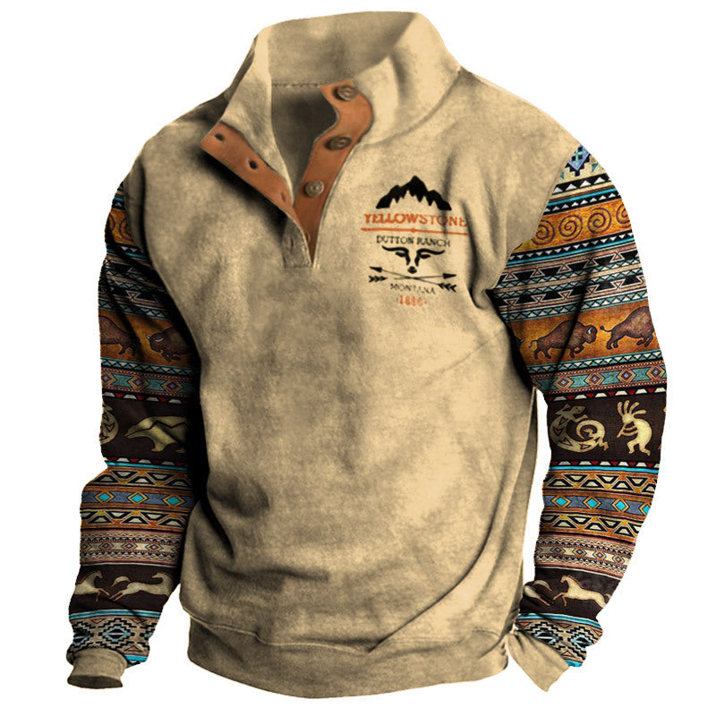 🔥🔥【50% zľava】【S-3XL】 neformálna retro módna 3D tlač pánske s dlhými rukávmi
