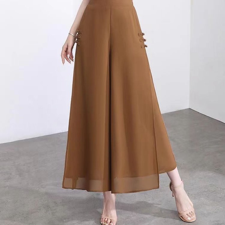 🔥【Vysoká kvalita】【XL-5XL】【Letní nový styl 2025】Dámské devítibodové šifonové široké kalhoty