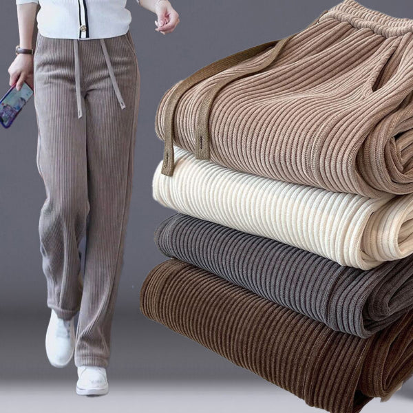 👖【40–110 kg】🔥【Kupite eno, dobite eno brezplačno】✅Nove žametne hlače s širokimi hlačnicami, zelo udobne za nošenje.