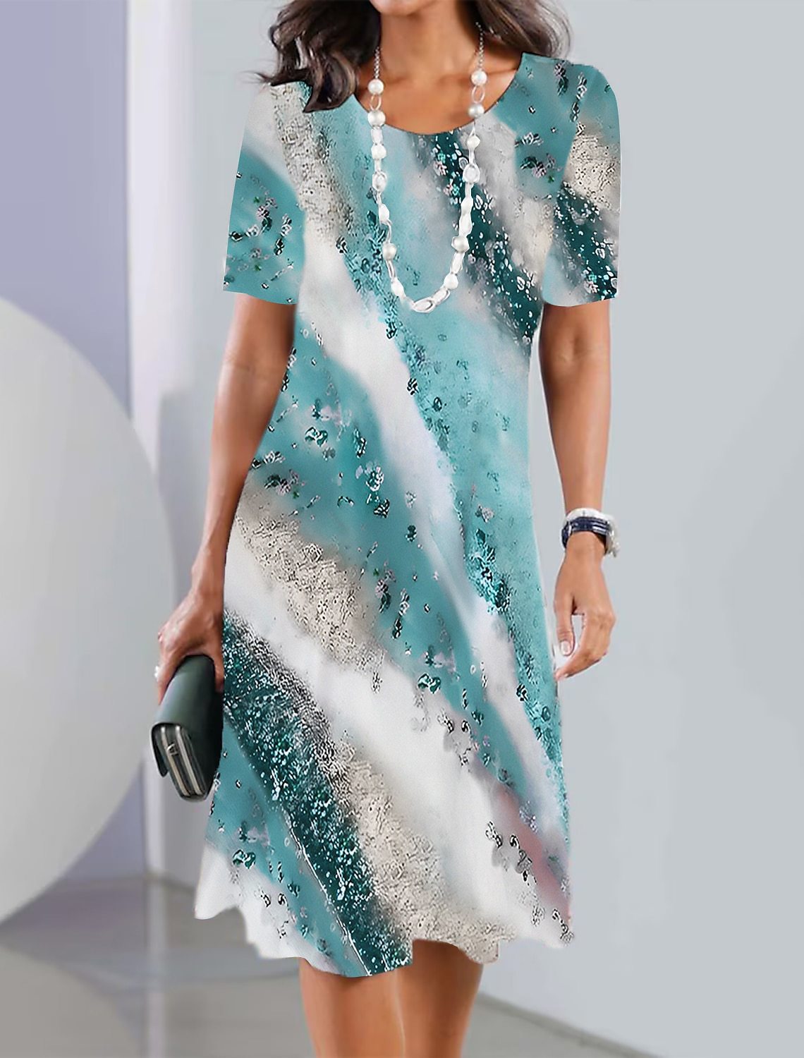 🔥Slevy na konci sezóny👗【XS-5XL】2025 Dámské sexy šaty s kulatým výstřihem