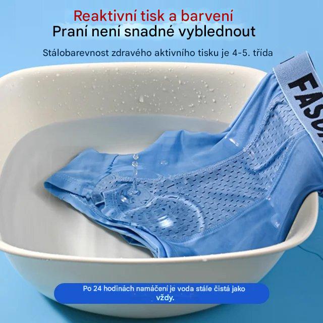 🔵【6 kusů/12kusů】Nový styl, pohodlné a prodyšné, síťované, ledové hedvábné boxerky velké velikosti