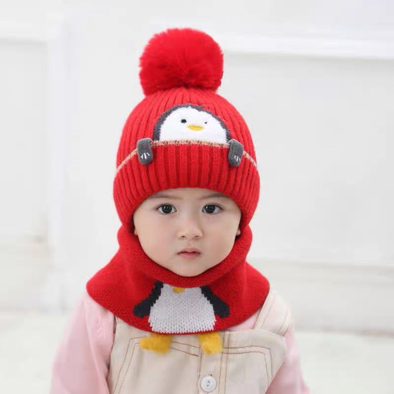 【35% sleva】🧣Pohodlný set čepice a šály, vyrobený z měkkého materiálu s roztomilými detaily, vhodný pro děti ve věku 1-3 let.-3834476