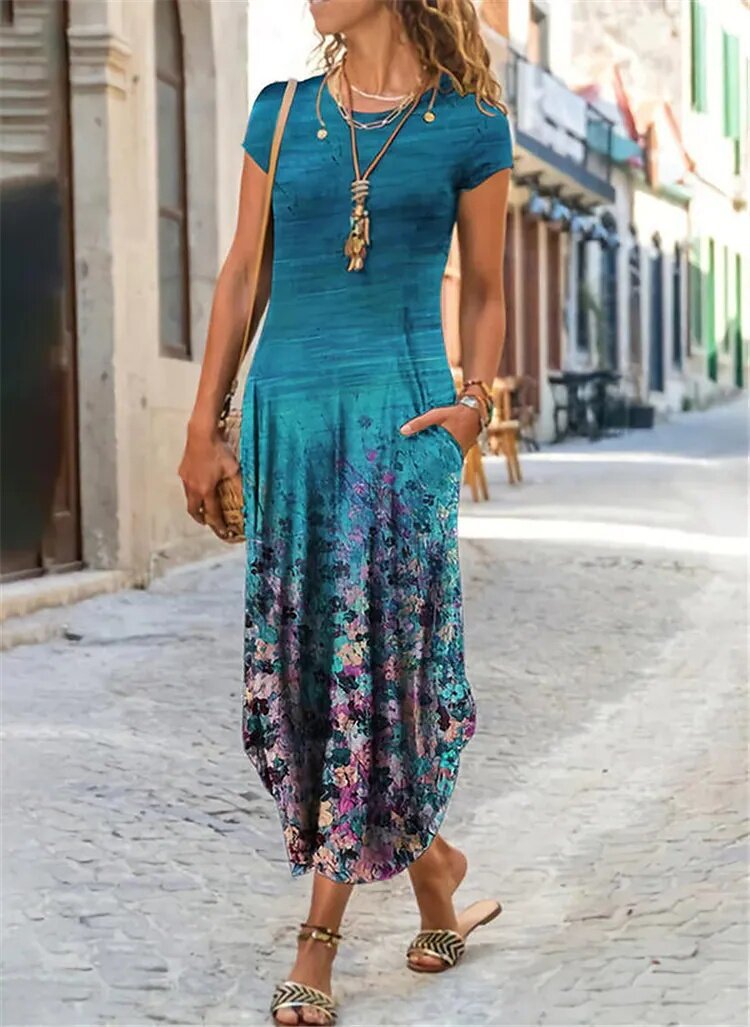 🌸【S-3XL】Nové jarní 2025 dámské stylové elegantní dlouhé šaty s potiskem