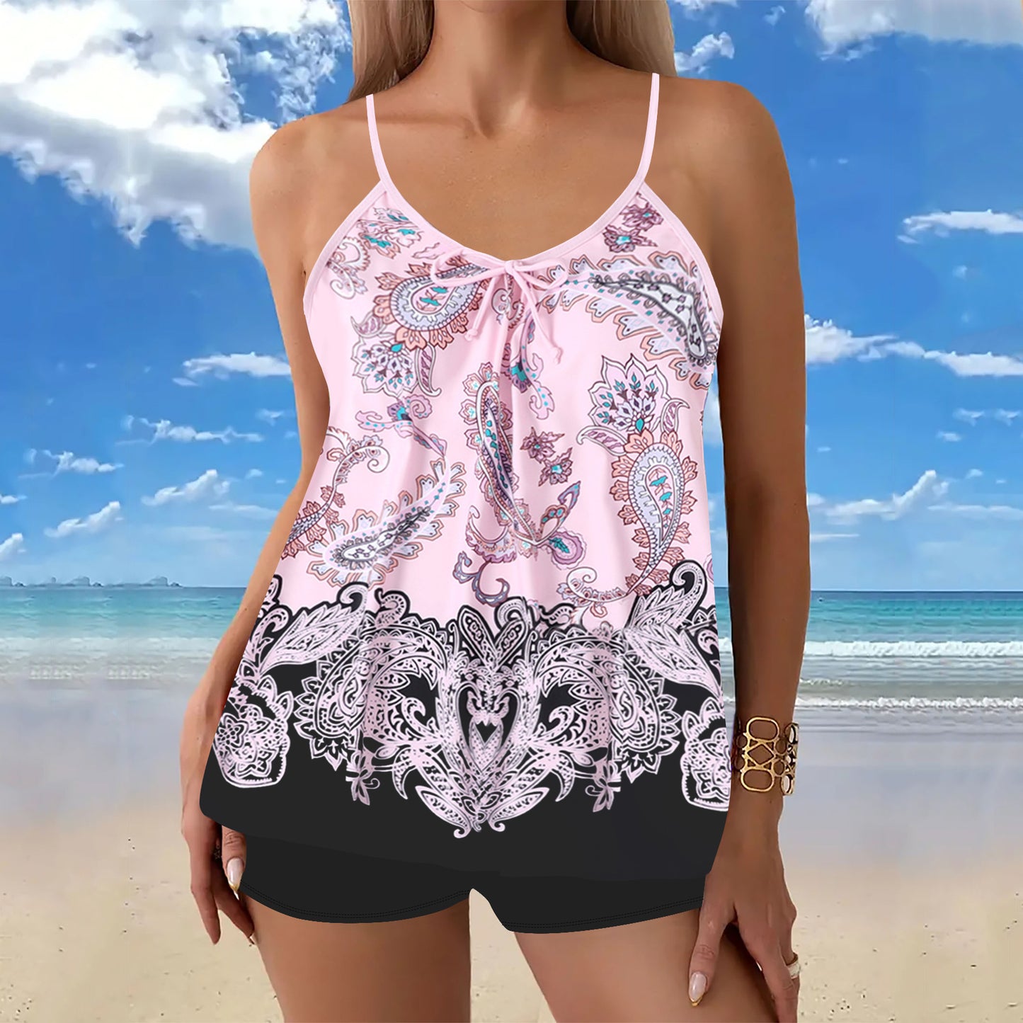 🌈🌴✨【S-4XL】 2025 Nové dvoudílné bikiny Plus Size s potiskem