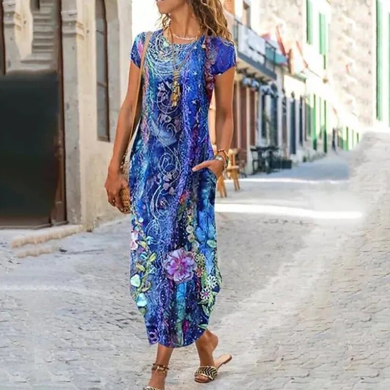 🌸【S-3XL】Nové jarní 2025 dámské stylové elegantní dlouhé šaty s potiskem