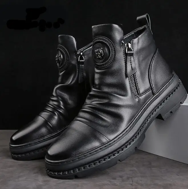 ⏳Nuevos modelos de otoño e invierno 39-44【】 nuevas botas de piel para hombre, piel de vacuno de alta calidad, hechas a mano.