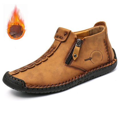 🥾Изцяло ръчно изработени мъжки ботуши Martens от естествена кожа (38-48), с подплата от пух и цип – топли, удобни и елегантни, подходящи за зимата.