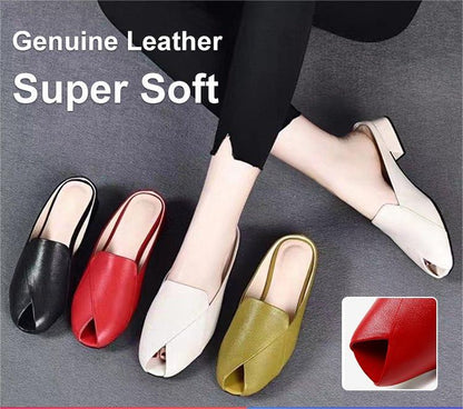 🌟🌟【35-40】2025 Jumătate de papuci peep-toe pantofi dama mocasin cu talpa moale toc gros