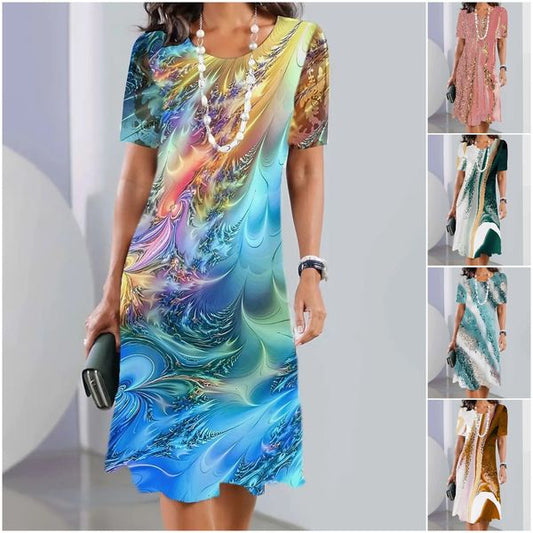 🔥Slevy na konci sezóny👗【XS-5XL】2025 Dámské sexy šaty s kulatým výstřihem