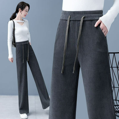 👖【40–110 kg】🔥【Kupite eno, dobite eno brezplačno】✅Nove žametne hlače s širokimi hlačnicami, zelo udobne za nošenje.