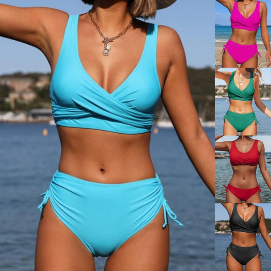 🏖️👙【Sleva na nový produkt】🌴【S-3XL】Nové dámské jednoduché jednobarevné, rychleschnoucí, pohodlné a prodyšné bikiny pro léto 2025-3988565