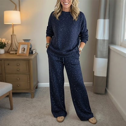 🎄🔥Nuevo conjunto de moda para mujer: Conjunto holgado de dos piezas con capucha navideña brillante