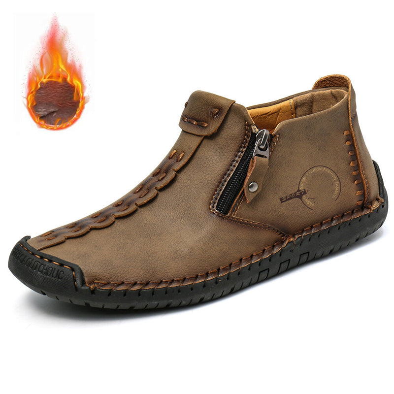 🥾Botas Martens para hombre hechas totalmente a mano con cuero genuino (tallas 38-48), con forro de felpa y cremallera – cálidas, cómodas y elegantes, ideales para el invierno.