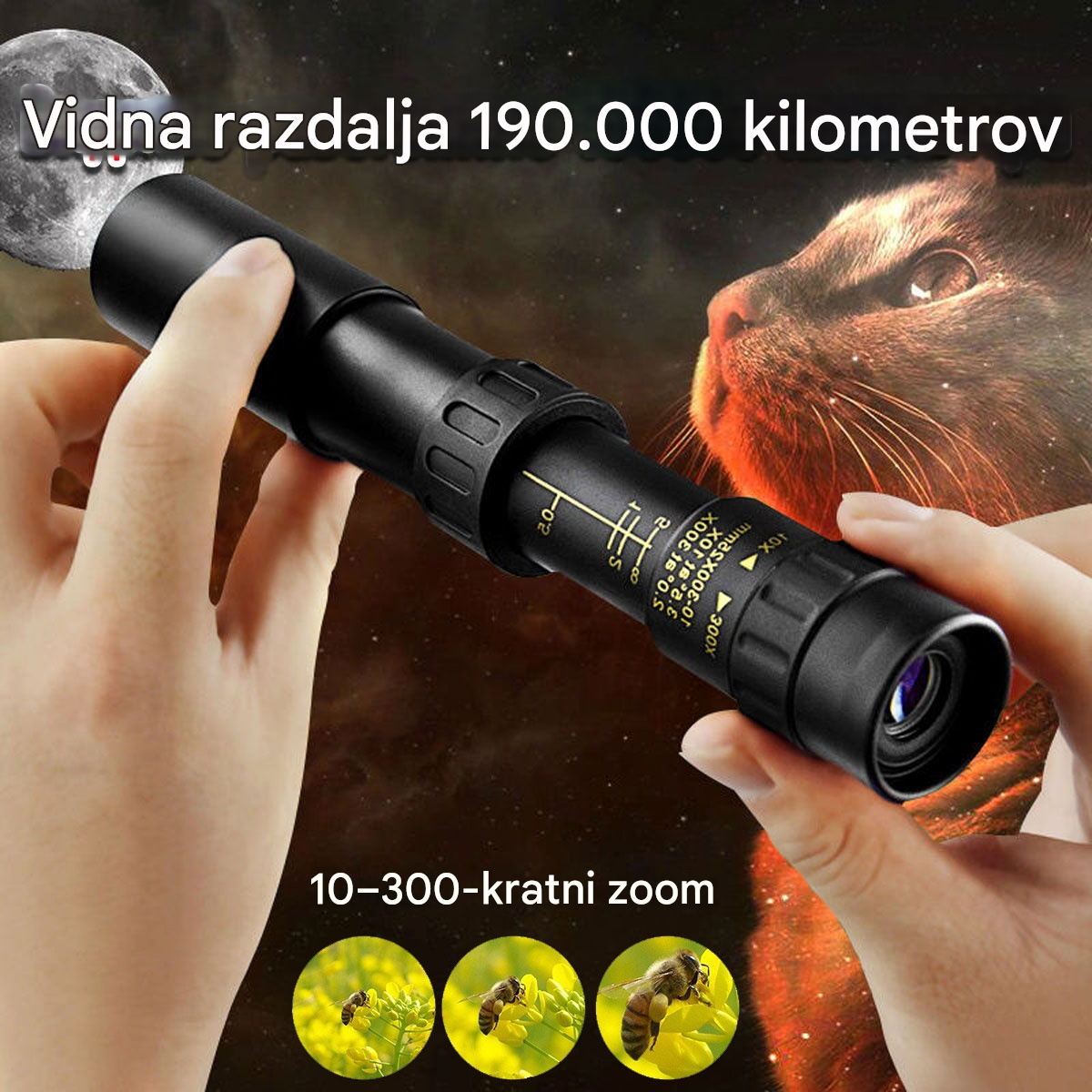 🔥🔥Visoka kakovost, super nizka cena🔥Monokularni teleskop visoke ločljivosti, povečava 10–300x