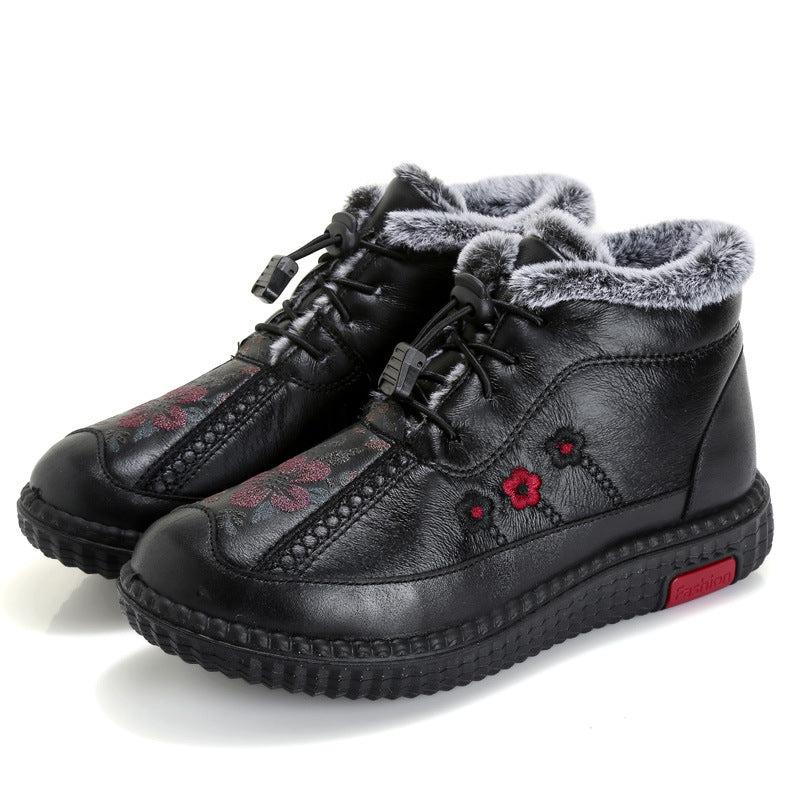 🔥🔥【35-40】Botas de nieve de cuero con forro térmico y suela antideslizante para invierno